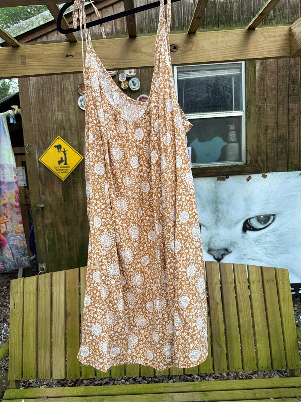 Old Navy White Floral Midi Dress on Mustard swim cover up summer tent dress 4x